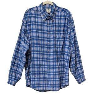 L.L. Bean men's corduroy casual but in front plaid shirt collared size XL